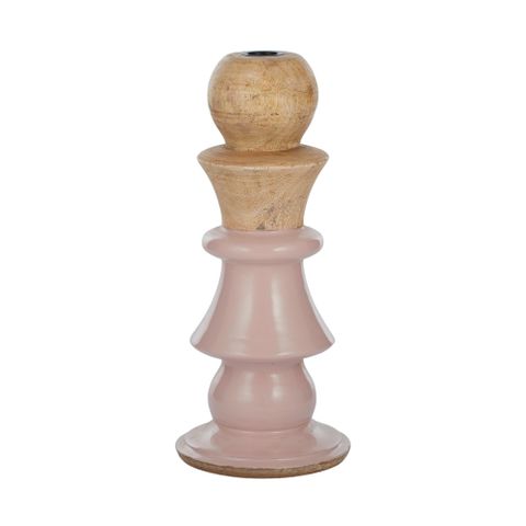 Alexa Wood Candleholder - Pink